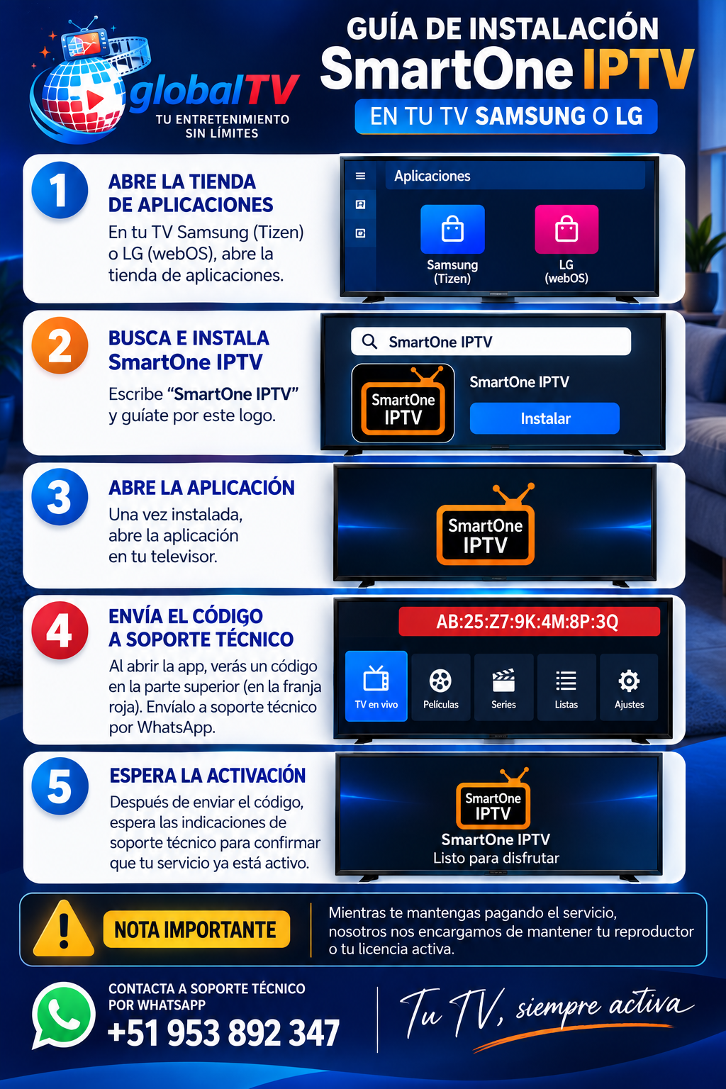 Guía de instalación SmartOne IPTV en Samsung o LG